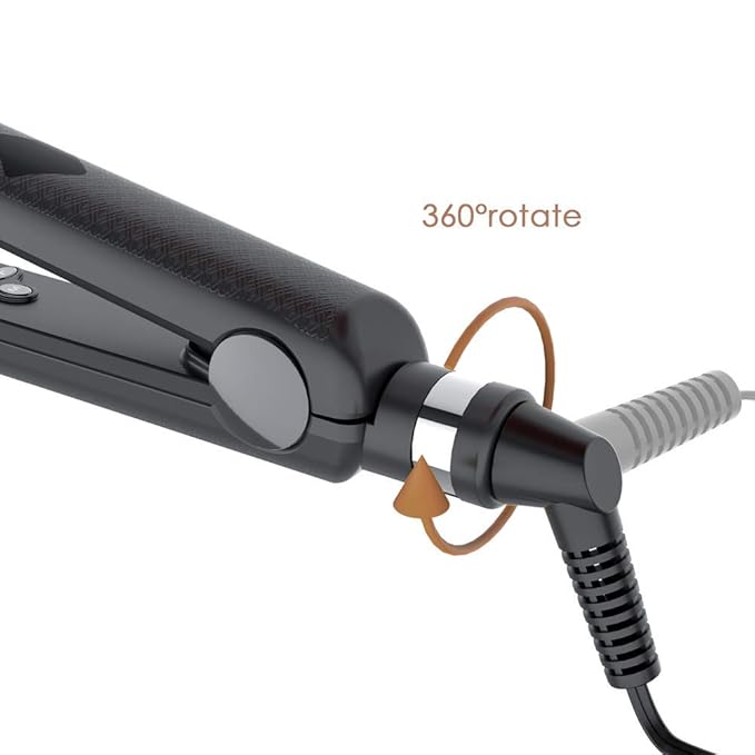 Professional Dual Voltage Hair Straightener 1.25" Keratin Ceramic Flat Iron Fast Heat Up for Home Use Iron Wide Plate Adjust Temperatures Auto Shut Off, Black