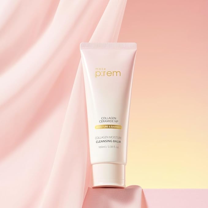 MAKE P:REM Collagen Moisture Cleansing Balm, Gentle Deep Cleansing Makeup Remover for Pore Tightening & Enhancing Skin Barrier, Korean Skin Care, 3.38 fl.oz, 100ml