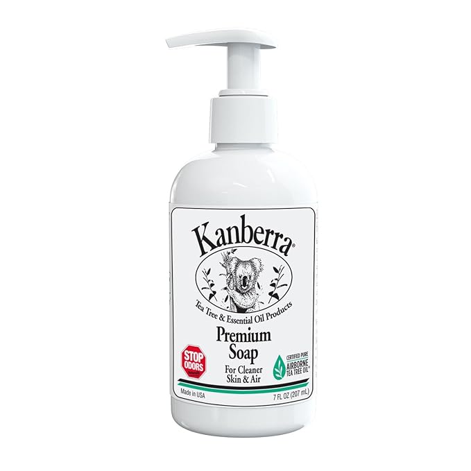 Kanberra Premium Soap 7 oz – Natural Tea Tree Oil Formula, Moisturizing & Antimicrobial, Gentle on Skin, No Harsh Chemicals – Fresh Scent, Refillable Bottle.