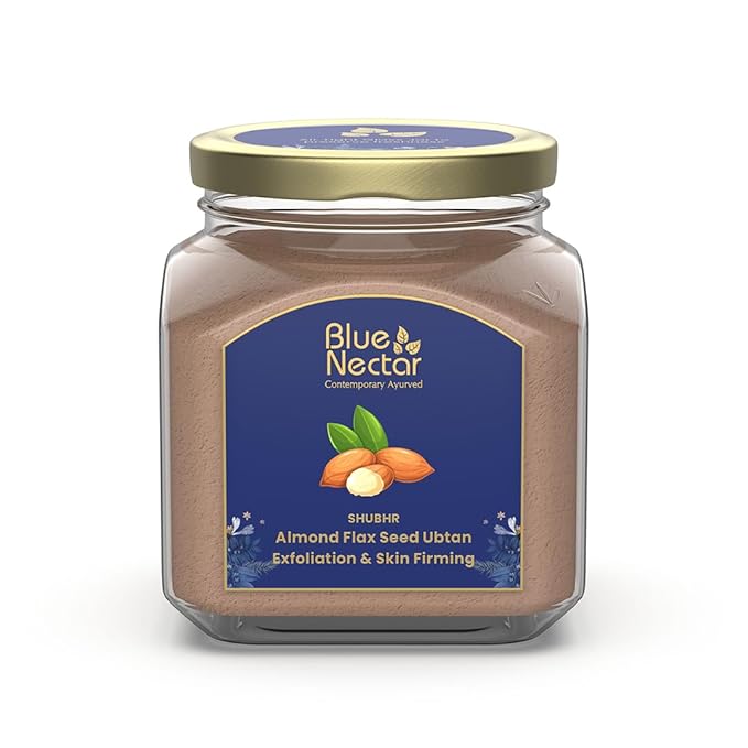 Blue Nectar Almond Ubtan Powder Face Pack for Anti-Aging and Firming | Natural Exfoliator for Face with Multani Mitti Powder (3.5 Oz, 12 Herbs)