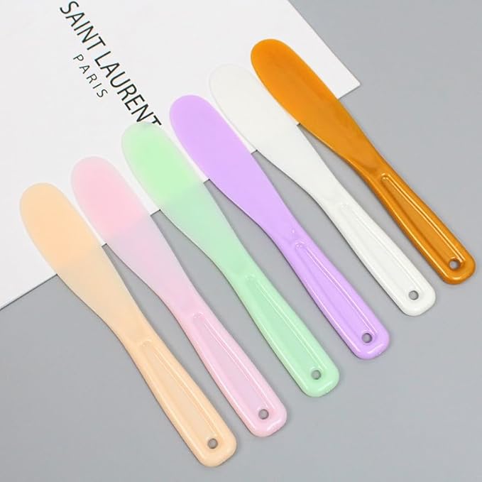 12pack Plastic Spatula for Facial Mask, Cosmetic Cream Spatulas Jelly Mud Stick Skincare Lotion Reusable Disposable Beauty Makeup Spoon for DIY Face Cream Mixing Sampling Waxing, 6 Colors