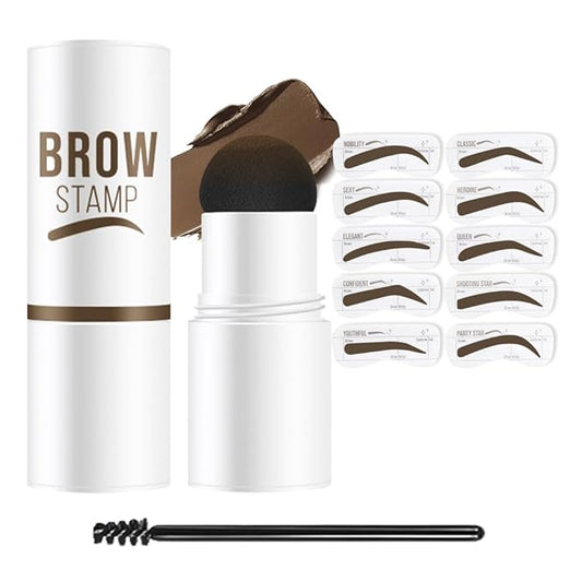 Eyebrow Stamp Stencil Set, Eyebrow Stencils Shaping Kit, Long-Lasting Eyebrow Shaper for Women Girl, Cruelty-Free plantillas para la cejas (Dark Brown)