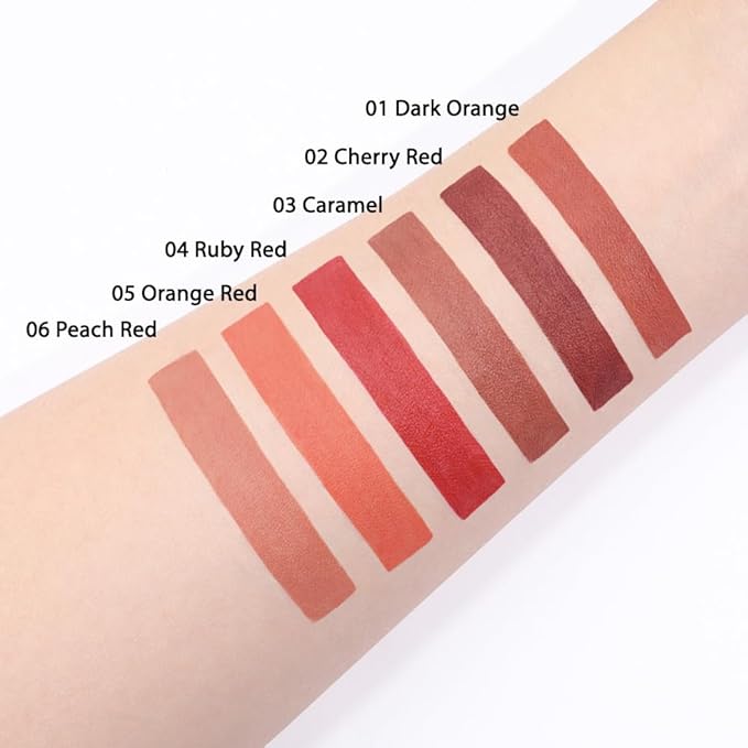 evpct Silky Smooth Lip Liner Pencil Retractable, Peach Red Lip Liner Creamy Long-Lasting Formula for Precision Contouring Matte Velvet Pigmented Rich Lip Colors Crayon Lipstick 06