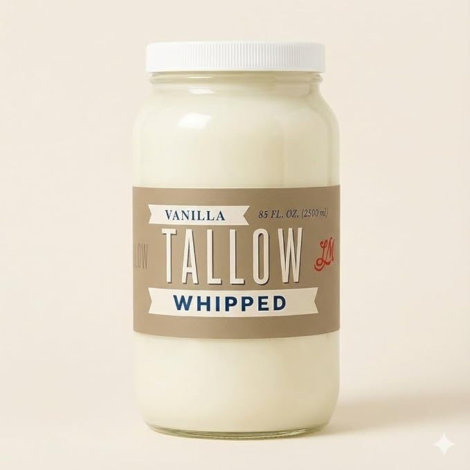 Whipped Tallow 85oz - All Natural Face Cream + Whole Body Moisturizer for Dry Skin - Made With Scented Oil Blend - No Preservatives, Parabens or Seed Oils - USA Made (Vanilla)