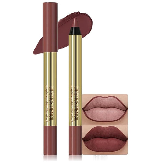 Matte Lip Liner – Sharpenable, Professional Waterproof & Smudge-Proof, Velvet Matte, Long-Lasting Color Lock, Daily Wear, Ideal for Bold & Chic Makeup Looks, Caramel Dark Brown (Shade 01)