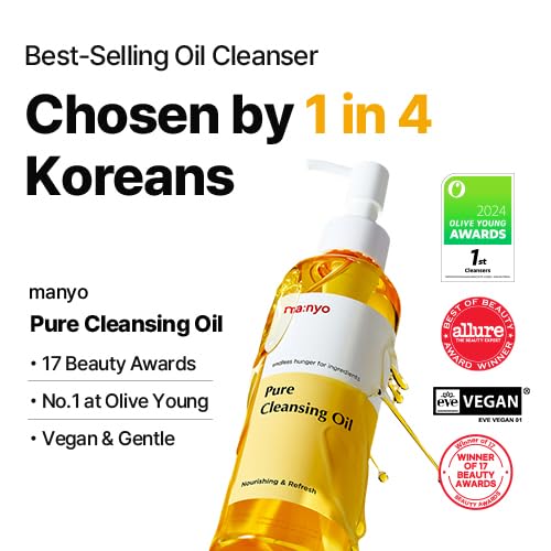 MANYO Pure Cleansing Oil, Natural Oil Cleanser for Face, Makeup Blackhead Remover, Korean Skin Care, 6.76 fl oz (200ml)