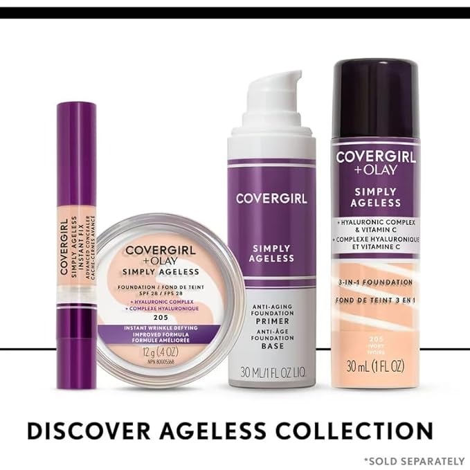 COVERGIRL+OLAY Simply Ageless 3-in-1 Liquid Foundation, Medium Beige, 1 Fl Oz (Pack of 1)