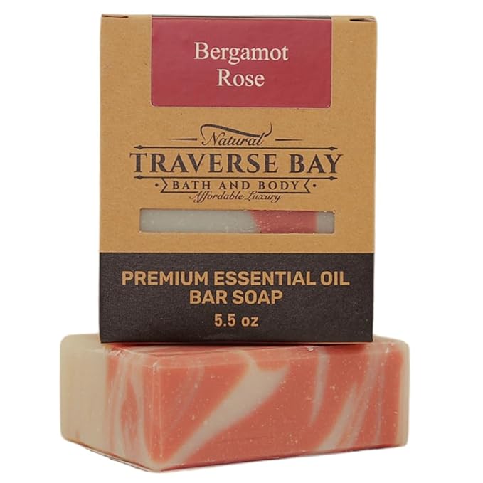Traverse Bay Bath and Body Natural Cold Process Soap Floral 4-Bar Variety Pack, Chamomile Oat, French Lavender, Lemongrass Lavender, Bergamot Rose 5.5 oz Each, 22+ oz Total
