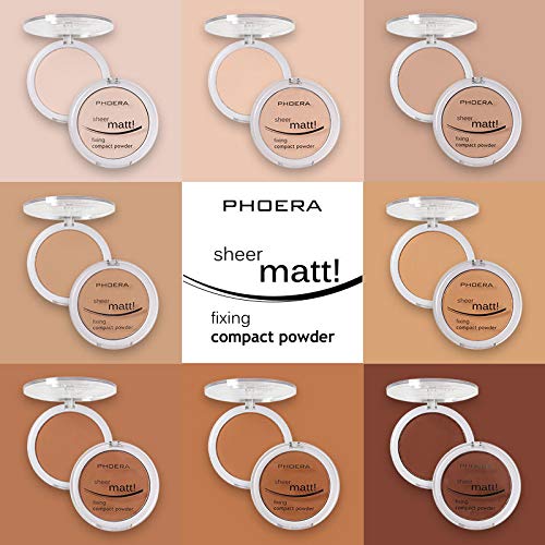 2 Pack PHOERA Matte Face Powder, Control Oil Brighten Skin Color Cover Blemish Makeup Face Setting Setting Powder Foundation。(204- Buff Beige)