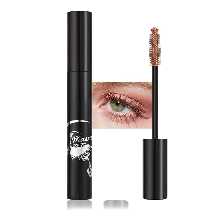 Rose Gold glitter Mascara – Lengthening & Volumizing Formula – Smudge-Proof, Waterproof & Long Lasting Colored Mascara for Creative Makeup Styles