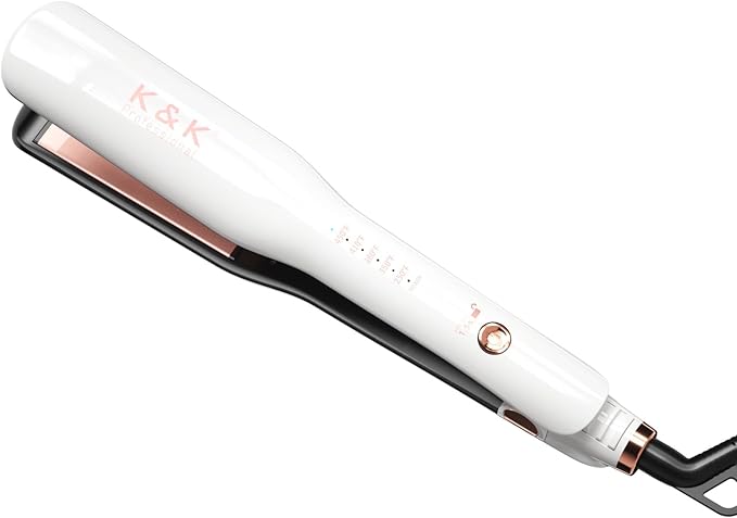 K&K Wide Hair Straightener Iron, Ceramic Tourmaline Coating 1.5 Inch Flat Iron for Long Hair, Professional Keratin Therapy Straighteners for Less Frizz, Shinier & Smoother Hair, Hair Styling Tools