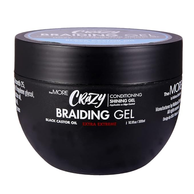 The MORE Crazy Conditioning Shining Braiding Gel, Extra Extreme Hold for All Hair Types, 10.1 Fl Oz, Clear Styling Gel, Nourishes Scalp, Promotes Hair Growth