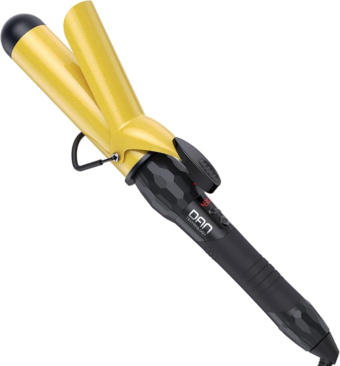 DAN Technology 1½ Inch Large Barrel Curling Iron Wand for Loose Waves, Tourmaline Ceramic Hair Curler with LCD Display (180°F–430°F), Fast Heating, Dual Voltage, Auto Shut-Off, Black & Gold