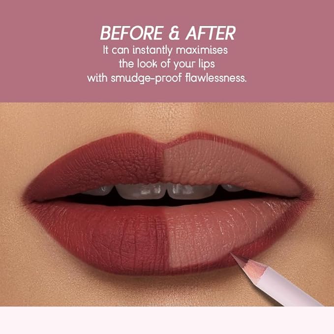 USHAS Lipstick and Lip Liner Combo Set 2 in 1 Waterproof Lipstick for Women Lip liner Set Long Lasting Lipstick, Matte Lipstick Pen with Lip Liner Set Makeup Kits (S7, Pack of 1)