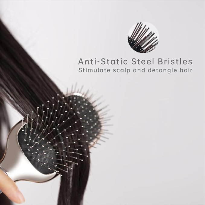 Melbang Hair Brush for Thick Curly Thin Long Short Wet or Dry Hair Adds Shine and Makes Hair Smooth Hair Comb Paddle Hair Brush for Men Women Kid (Silver)