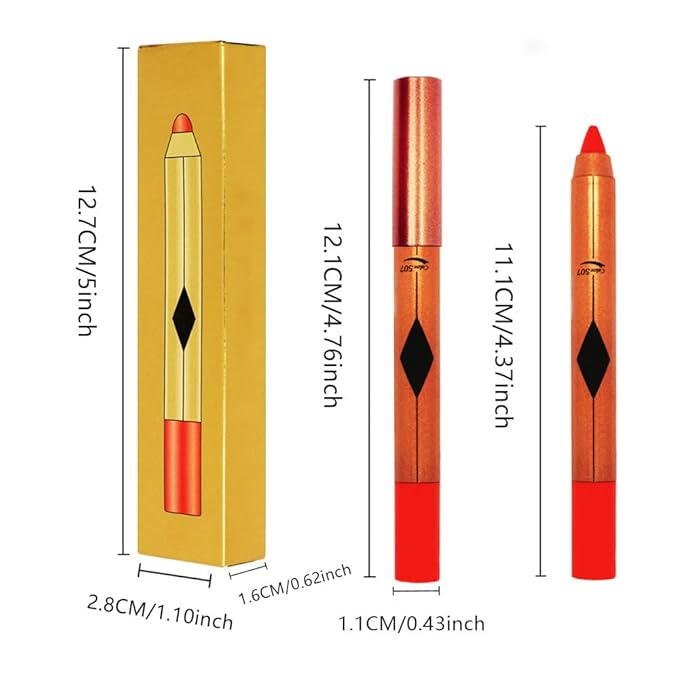 Orange Red Matte Lipstick Pencil for Women Lip Liner and Lip Stain, Long Lasting Waterproof labiales mate 24 horas, originales pintalabios permanente 24 horas with Sharpener Easy to Apply Shade 507