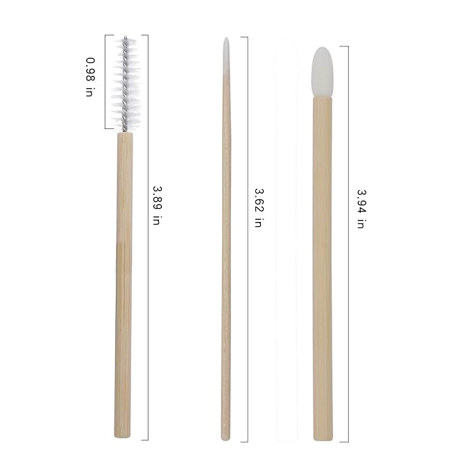 200Pcs Eyelash Extension Supplies Kit,Disposable Lash Spoolies Brushes Micro Swab Brushes Mascara Wand Lip Brushes for Eyelash Extension Tattoo Lipstick Applicator (bamboo White)