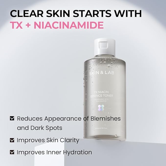 [Skin&LAB] TX Niacin Essence Toner, Brightening & Hydrating Facial Toner with 3% Tranexamic Acid and 5% Niacinamide, Dark Spot Correcting Korean Skincare for Radiant, Even-Toned Skin, 6.76 fl. oz.
