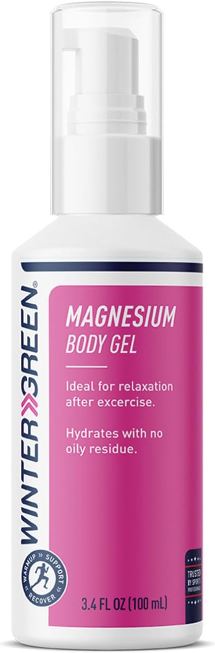 Wintergreen Magnesium Body Gel, 3.4oz – with Pure Magnesium and Arnica Oils, Non-Greasy Gel for Soothing Massage and Relaxation