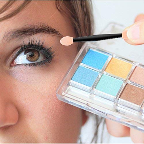 200 Pack Disposable Eyeshadow Brush Sponge Tipped Oval Makeup Tool Dual Sides Eyeshadow Brush Comestic Applicator for Girls Lady Women Daily Beauty(Black)