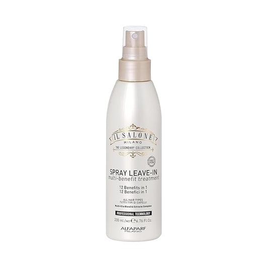 Il Salone Milano Professional 12-In-1 Leave In Hair Treatment - Heat Protectant + Detangling Spray with Frizz Control - Repairs Hair Breakage with Olive & Almond Oil (200 ml)