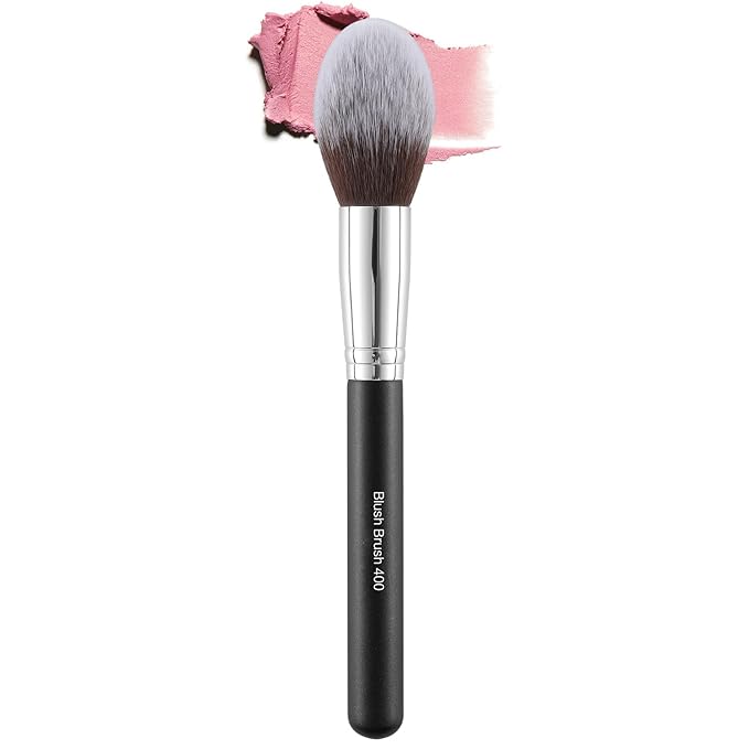 ENERGY Blush Brush for Cheeks Large Tapered Highlighter Face Makeup Brush For Loose,Cream,Minerals or Pressed Blusher Contour Bronzer Setting Powders Fluffy Powder Brush Vegan Synthetic Black