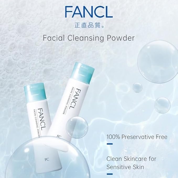 FANCL Facial Cleansing Powder - Japanese Facial Cleanser, Face Wash, Luxurious Foaming Lather, Hydrating, Preservative Free, Clean Skincare for Sensitive Skin [US Exclusive Edition]