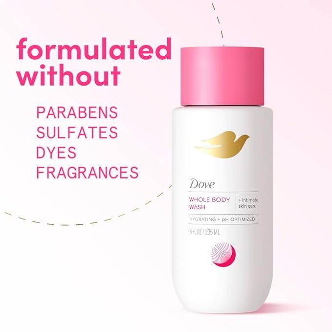 Dove Whole Body & Intimate Wash for Women - Gynecologist Tested Unscented Feminine Wash For Sensitive Skin, 8 oz