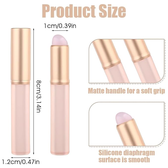 Silicone Lip Brush,2 Pcs Silicone Lip Applicator,Round Head Lip Brushes Applicator With Cap For Lipstick Lip Gloss(Pink,Purple)