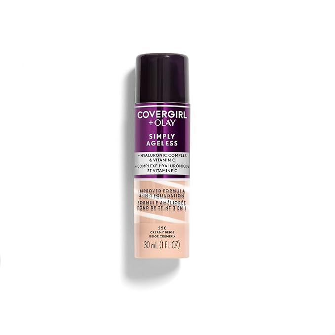 COVERGIRL & Olay Simply Ageless 3-in-1 Liquid Foundation, Creamy Beige, 1 Fl Oz (Pack of 1)