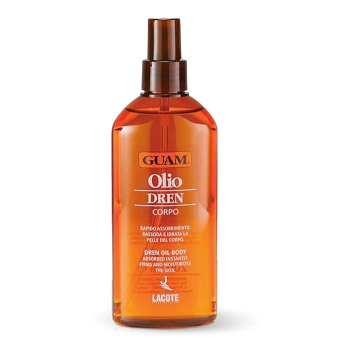 GUAM Dren Anti-Cellulite Massage Oil – Lymphatic Drainage & Water Retention Relief – Essential Oils for Skin Firming & Toning (200 ML)