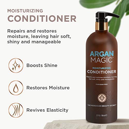 Argan Magic Moisturizing Conditioner - Detangle, Hydrate, and Repair Dry and Chemically-Damaged Hair Types | Nutrient-Rich | Made in the USA, Paraben Free, Cruelty Free (32 oz / 2 Pack)