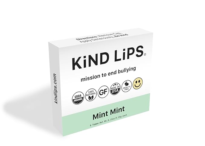 Kind Lips Mint Mint Lip Balm 5-Pack - USDA Organic, Extra Minty Cooling chap stick alternative for Dry Lips | Gluten-Free, Cruelty-Free