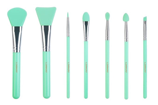 LORMAY 7 Pcs Silicone Brush Applicator Kit for UV Resin Epoxy Art Crafting and Cream Makeup Products (Mint Green)