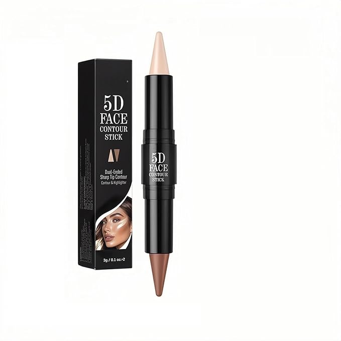 MAEPEOR 2-in-1 Contour Highlighter Stick Non-greasy and Non-drying Contour Pen Long Lasting Waterproof Face Brighten Contouring Makeup Pen (01 Nude & Warm Amber)