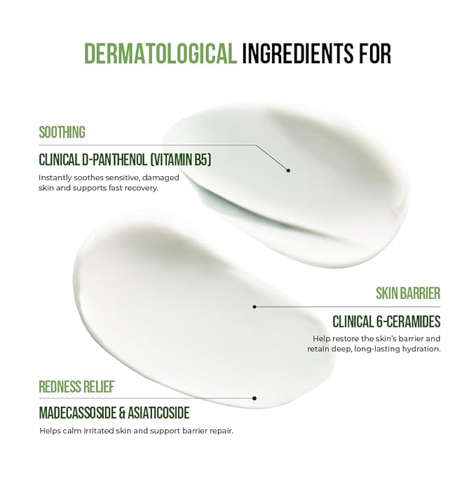 JUMISO D-Panthenol Barrier Soothing Cream - Sensitive Skin Moisturizer with Provitamin B5, 5 Types Ceramides, Centella Asiatica and Squalane - Barrier Repair Korean K-Beauty Face Cream, 2.71oz