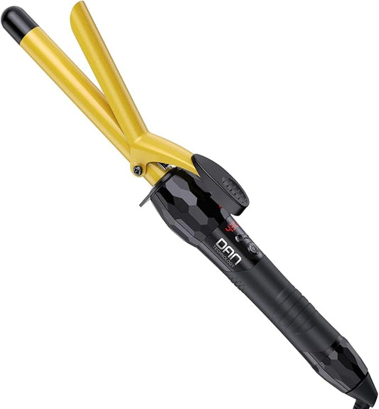 DAN Technology 3/4 Inch Curling Iron Wand, Tourmaline Ceramic Hair Curler with LCD Display (180°F–430°F), Fast Heating, Dual Voltage, Auto Shut-Off, Black & Gold