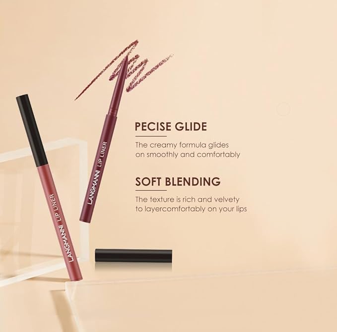 LANGMANNI 6 Matte Lipstick with 6 Lipliners Durable Makeup Set,Long-Lasting Non-Stick Cup Not Fade Waterproof Pigmented Velvet Lipgloss Kit Beauty Cosmetics Makeup Gift for Girls (#A)