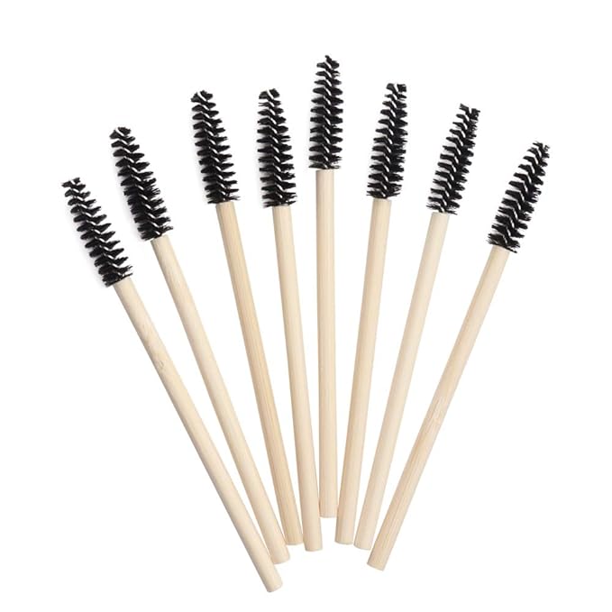 MyAoKuE-UP 100 Pack Bamboo Handle Mascara Wands Disposable Eyelash Brushes Lash Extension Tool, Black