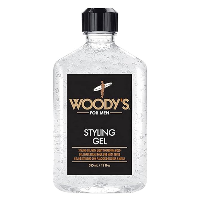 Woody's Styling Gel for Men – Alcohol-Free Men's Hair Gel with Light to Medium Hold, No Crunch, Touchable Finish, 12 fl oz