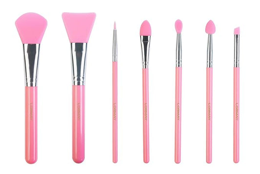 LORMAY 7 Pcs Silicone Brush Applicator Kit for UV Resin Epoxy Art Crafting and Cream Makeup Products (Pink)
