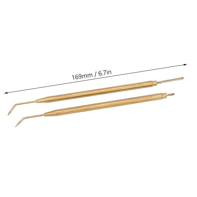 2 Pieces Eyelash Perm Tool,Lash Separator Tint Tool,Stainless Steel Lash Rods Tool with Comb for Eyelash Eyebrow Perming Tinting Curling Extensions (Gold)