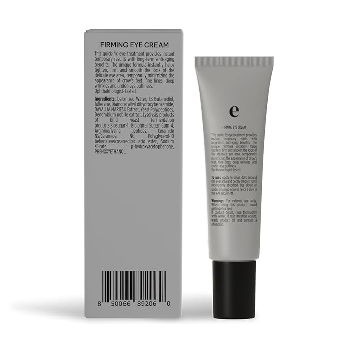 Korean Firming Eye Cream - Instant Lift and Tightening Treatment - Arginine/Lysine Peptides + Ceramide - Reduces Fine Lines, Wrinkles, Under-Eye Bags - Lightweight, Works Under Makeup - 15ml