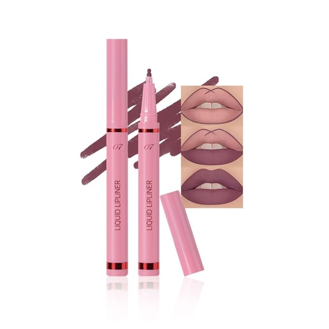 Deep Plum Liquid Lip Liner Stain, 24 Hour Longwear Matte Lip Tint Liner, Waterproof Transfer-proof Lip Lipstick Lip Liner, All Day Stay Lip Stain 07#