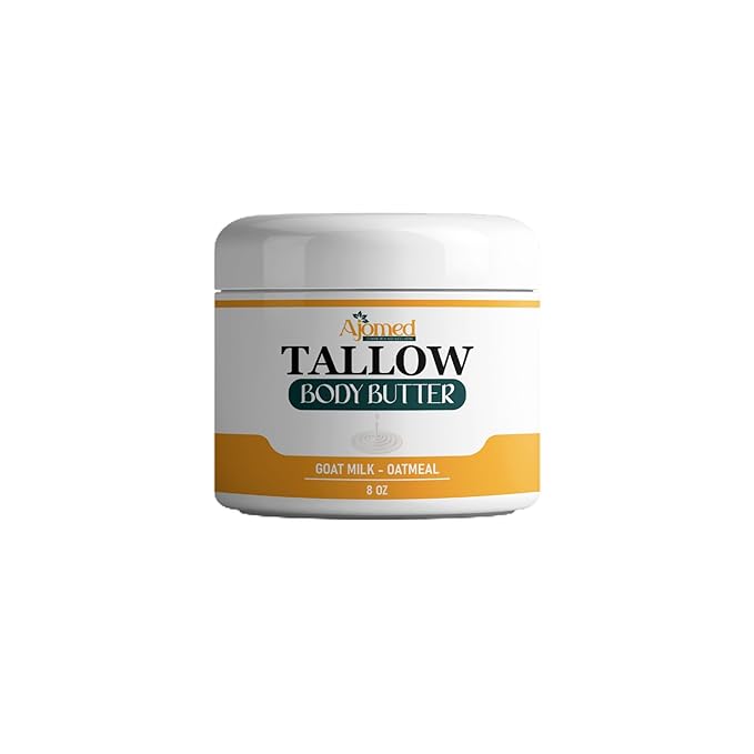 Tallow and goat milklBody Butter, Natural Moisturizing Cream for Dry, Itchy, Cracked Skin, Handmade Diaper Rash (Unscented)