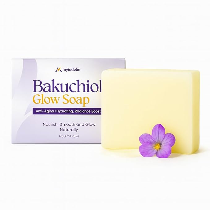 Bakuchiol Glow Soap – Natural Retinol Alternative Facial Bar – Anti-Aging, Brightening, Hydrating Cleanser for Sensitive, Dry or Dull Skin – Vegan, Gentle, Plant-Based – 4oz