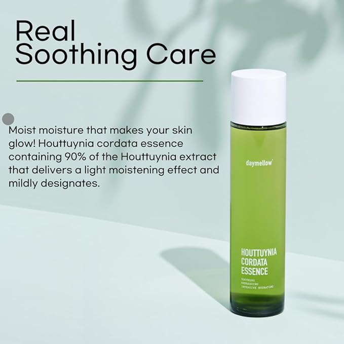 daymellow Houttuynia Cordata Real Soothing Essence Toner 5.07fl.oz/150ml, Face Toner, Heartleaf, Centella, Tea Tree, Hydrating, for All Skin Types, Acne, Soothes Redness Facial Essense Korean Skincare