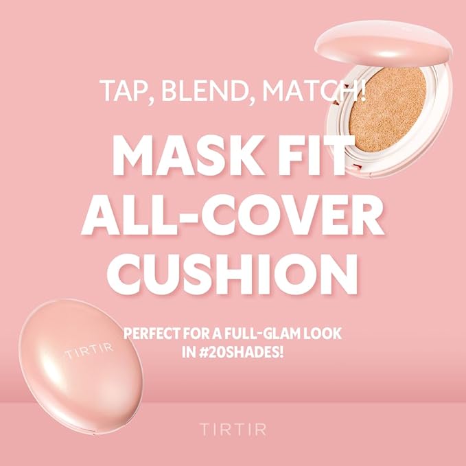[*Mini Size*] TIRTIR All Cover Pink Cushion | Korean Cushion Foundation, (#17C Porcelain, 0.15 Fl Oz)