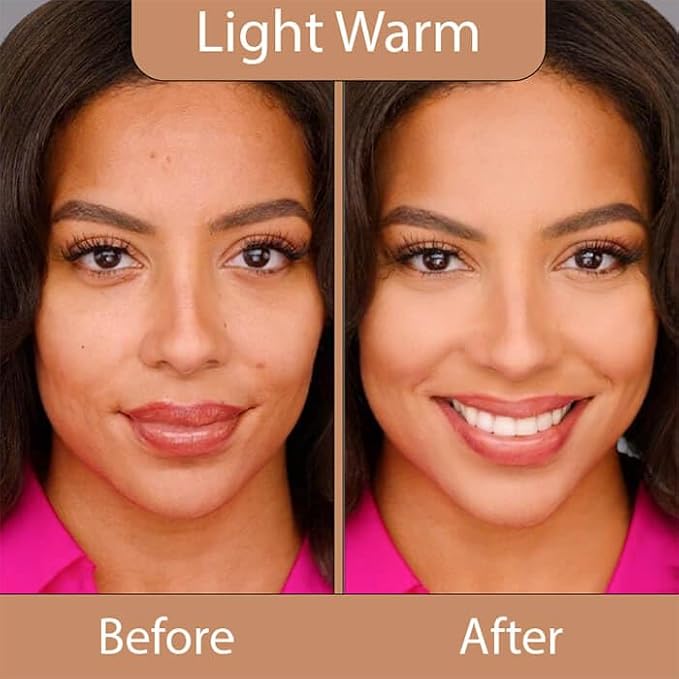 LUMINESS Silk Airbrush Spray Foundation & Buffing Brush Kit – Full Coverage Foundation & Dual-Sided Buffing Brush - Buildable Coverage, Anti-Aging Formula Hydrates & Moisturizes (Shade - Light Warm)