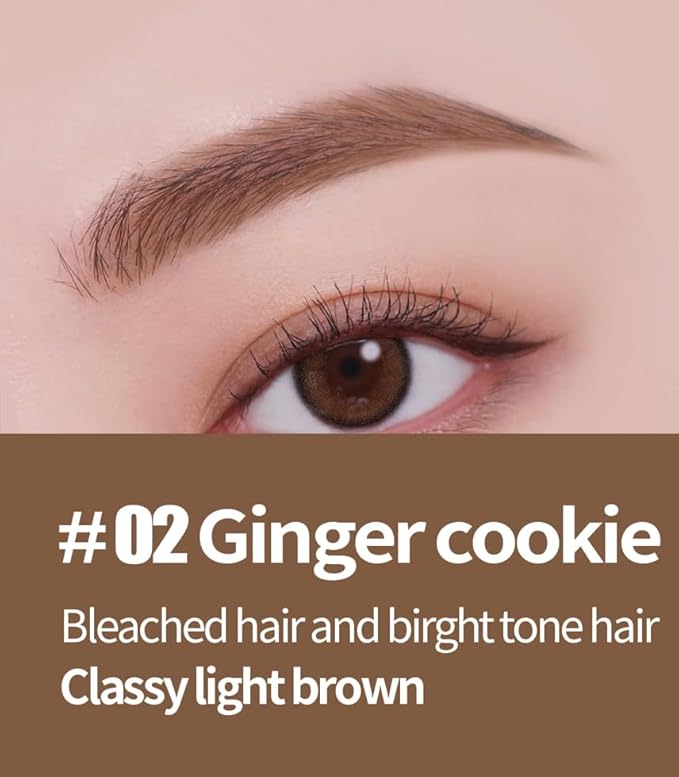 COSNORI Slim Eyebrow Pencil 02 Ginger Cookie - 2mm Micro-Fine Pencil Brow with Brush, Natural-Looking Brows, Long Lasting & Waterproof, Micro-Slim, Soft drawing, 0.005oz (0.13g)